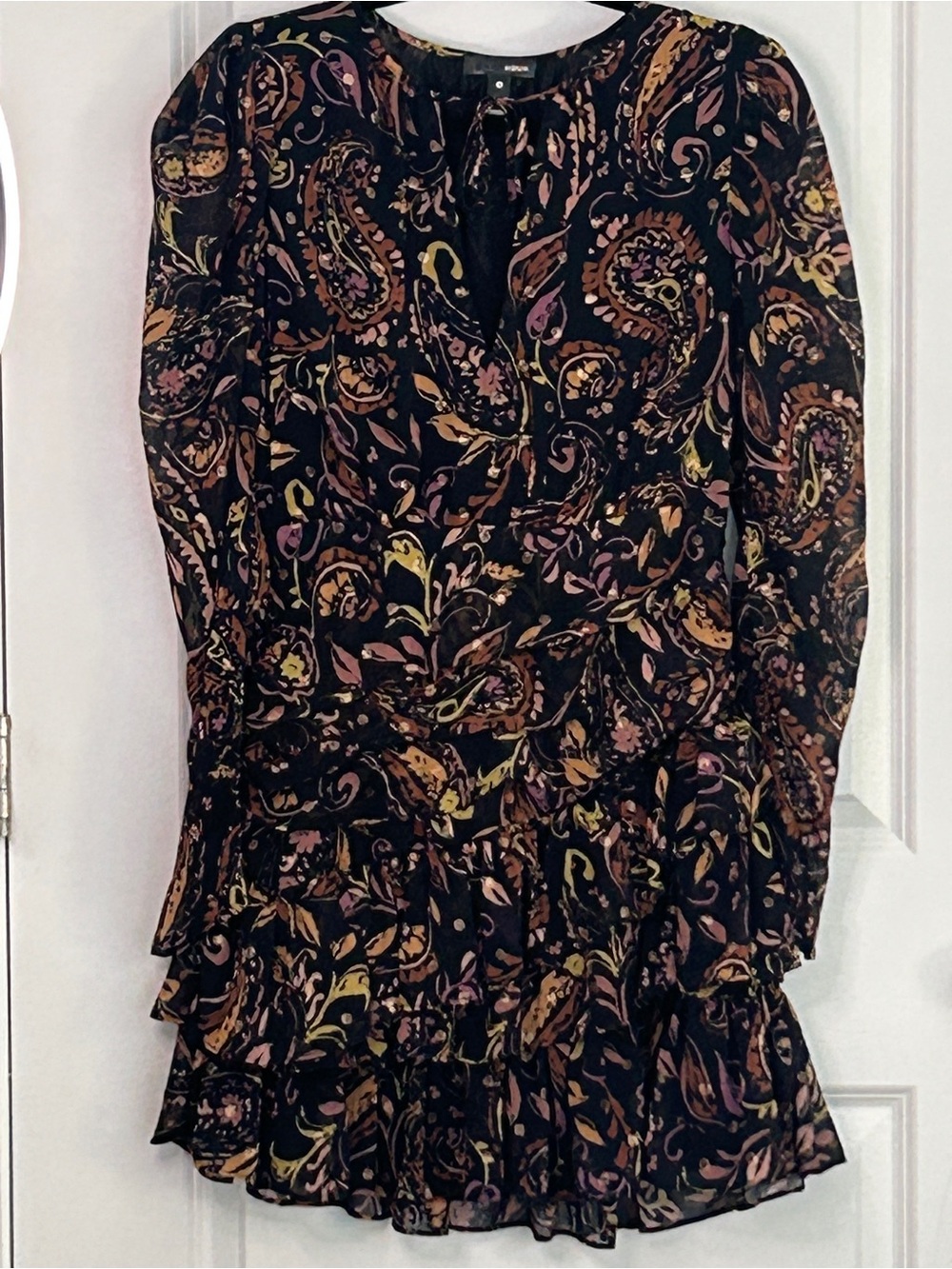 Aqua Mini Women’s M Warm Earth Tones Paisley Dark Romantic Boho-Glam Night-Out